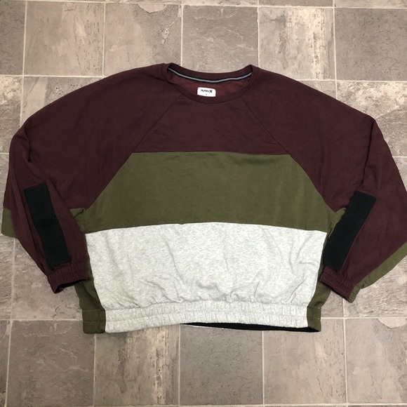 Hurley Womens Sport Block Crew Neck Pullover Fleece Sweatshirt